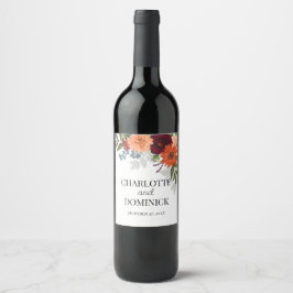 Etiqueta Para Botella De Vino Burgundy Fall Garden Boda Floral