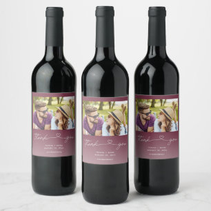 Etiqueta Para Botella De Vino Burgundy Red Script Photo You Wedding Favor De La