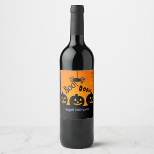 Etiqueta Para Botella De Vino ¡Buu! ¡Oooo! Feliz Halloween