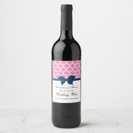 Etiqueta Para Botella De Vino BW V Stripe, Black Gold Damask Wine Botella de vin