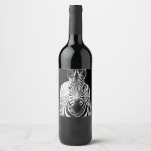 Etiqueta Para Botella De Vino BW Zebra