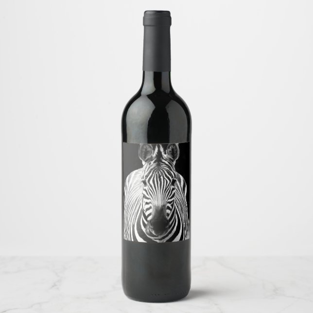 Etiqueta Para Botella De Vino BW Zebra (Anverso)