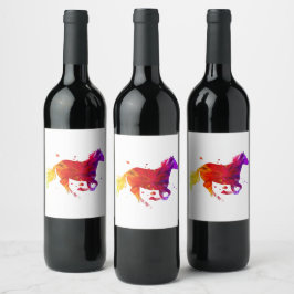 Etiqueta Para Botella De Vino Caballo colorido