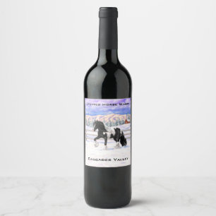 Etiqueta Para Botella De Vino Caballo de Vanner de Black Pinto Piebald Gypsy