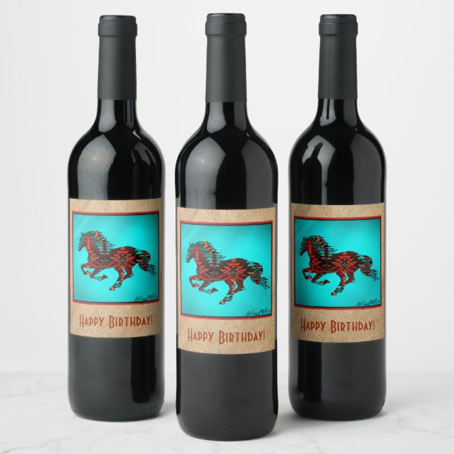 Etiqueta Para Botella De Vino Caballo del Suroeste (Botellas)