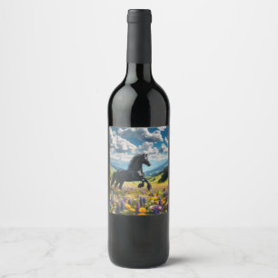 Etiqueta Para Botella De Vino Caballo floral/resorte/semental