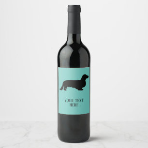 Etiqueta Para Botella De Vino Cabello largo de Dachshund - Silhouette 1