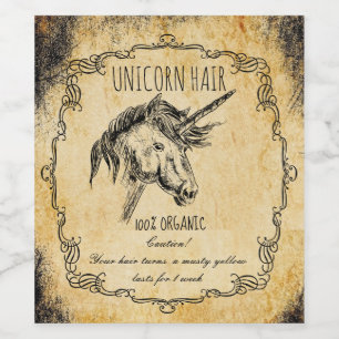 Etiqueta Para Botella De Vino Cabello unicornio vintado de Halloween apoteórico