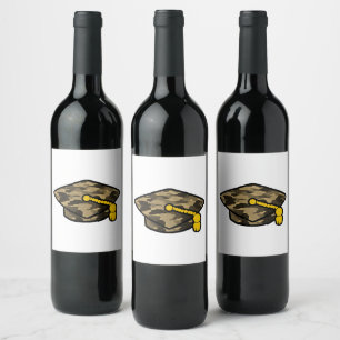 Etiqueta Para Botella De Vino Cabo de graduación Khaki Camo