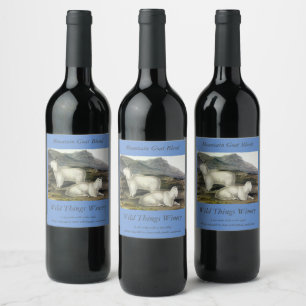 Etiqueta Para Botella De Vino Cabra de Montaña Rocosa (Capra Americana) por Audu