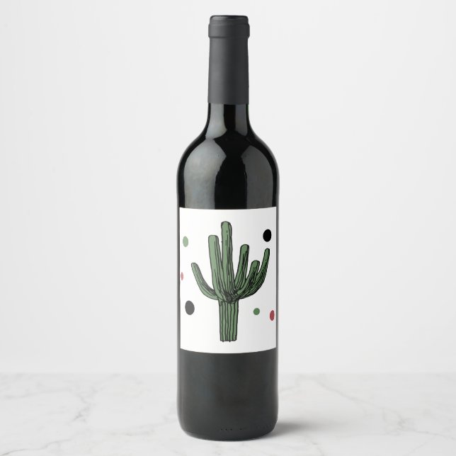 Etiqueta Para Botella De Vino Cactus (Anverso)