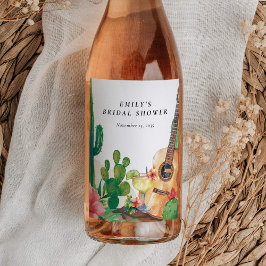 Etiqueta Para Botella De Vino Cactus Fiesta Flores Despedida de Soltera