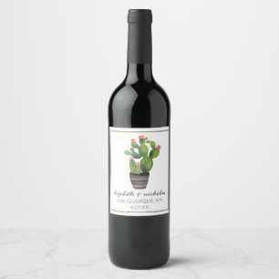 Etiqueta Para Botella De Vino Cactus floral rosa