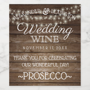 Etiqueta Para Botella De Vino Cadena De Luces Boda Sparkling Wine o