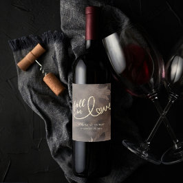 Etiqueta Para Botella De Vino Caer enamorada del otoño | Boda marrón y oro