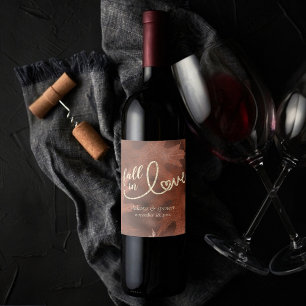 Etiqueta Para Botella De Vino Caer enamorada del otoño   Boda Naranja quemado