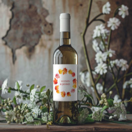 Etiqueta Para Botella De Vino Caída de Hojas de Otoño Boda Moderna Quemada Oxida