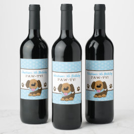 Etiqueta Para Botella De Vino Cajas de vino de perro de cachorro marrón