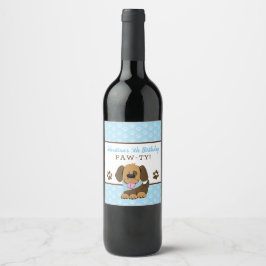 Etiqueta Para Botella De Vino Cajas de vino de perro de cachorro marrón