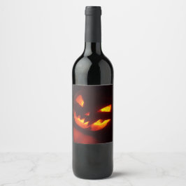Etiqueta Para Botella De Vino Calabaza de Halloween asustada