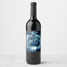 Etiqueta Para Botella De Vino calabaza de Halloween bajo la lluvia