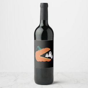 Etiqueta Para Botella De Vino Calabaza de Halloween Fantasmas Divertidos Niños N