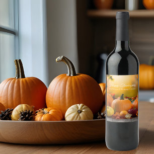Etiqueta Para Botella De Vino Calabaza de marketing de Acción de Gracias persona