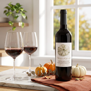 Etiqueta Para Botella De Vino Calabaza de Otoño Agradecida Acción de Gracias acu