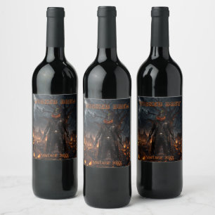 Etiqueta Para Botella De Vino Calabaza espeluznante de Halloween Sheriff Vaquero
