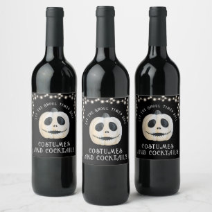 Etiqueta Para Botella De Vino Calabaza Ghoulish del Partido Halloween
