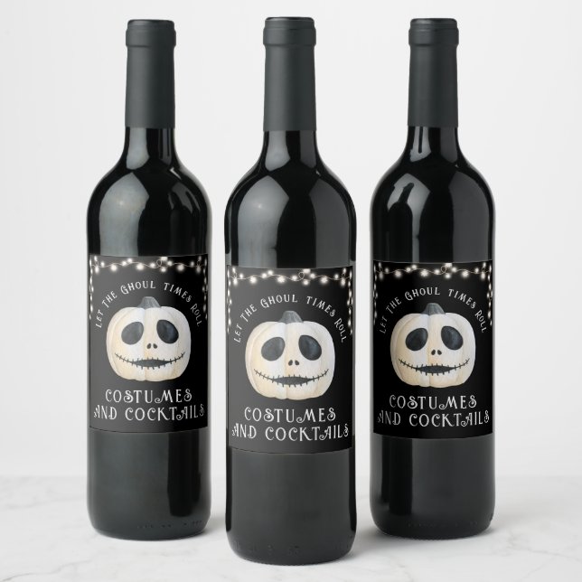 Etiqueta Para Botella De Vino Calabaza Ghoulish del Partido Halloween (Botellas)