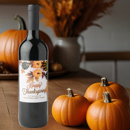 Etiqueta Para Botella De Vino Calabaza Hermosa de Acción de Gracias Empresarial 