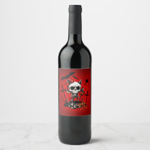 Etiqueta Para Botella De Vino Calabaza Mágica y Diversión Humana.