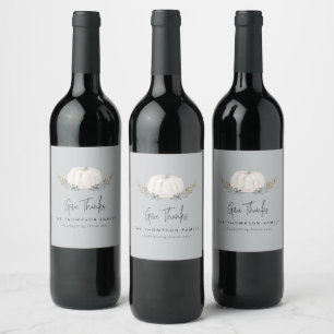 Etiqueta Para Botella De Vino Calabaza mínima en el país deja Personalizado de A