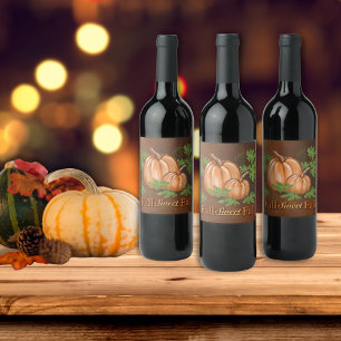 Etiqueta Para Botella De Vino Calabazas Rustic Fall Sweet Fall