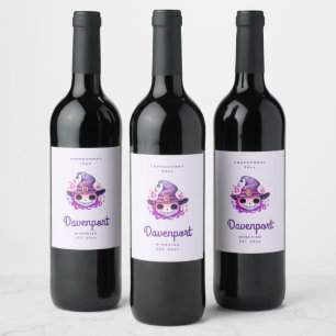 Etiqueta Para Botella De Vino Calavera en sombrero de bruja Caprichosa - Elabora