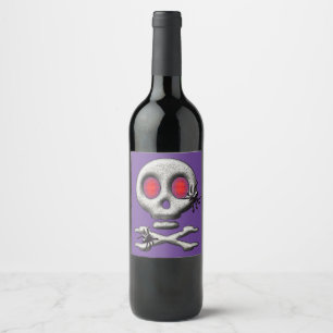 Etiqueta Para Botella De Vino Calavera espeluznante clásica de Halloween Arañas