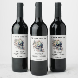Etiqueta Para Botella De Vino Calavera floral de la muerte de la il ducha de nov