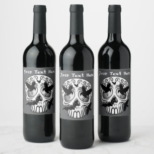 Etiqueta Para Botella De Vino Calaveras decorativas de Halloween