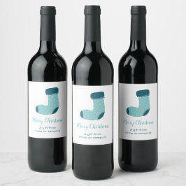 Etiqueta Para Botella De Vino Calcetín de Navidad Personalizado