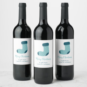 Etiqueta Para Botella De Vino Calcetín de Navidad personalizado