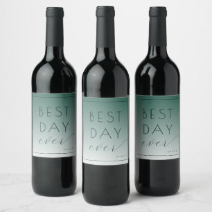Etiqueta Para Botella De Vino Caligrafía minimalista azul turquesa