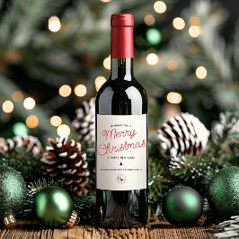 Etiqueta Para Botella De Vino Caligrafía moderna Feliz Navidad Agregue su logoti