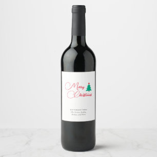 Etiqueta Para Botella De Vino Caligrafía personalizable de Feliz Navidad