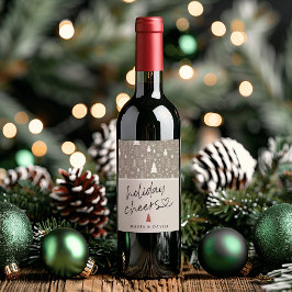 Etiqueta Para Botella De Vino Caligrafía Personalizada de Felicidades Navideñas 