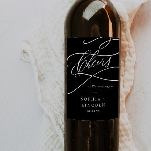 Etiqueta Para Botella De Vino Caligrafía romántica Boda de los Black Cheers oscu