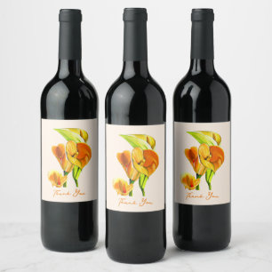 Etiqueta Para Botella De Vino Calla lily blossom acuarela floral
