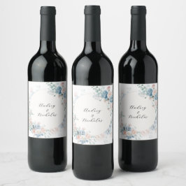 Etiqueta Para Botella De Vino Calligraphy Script Floral Wedding