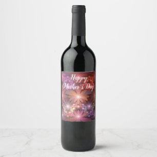 Etiqueta Para Botella De Vino Cama De Flores Colorido Arte Fractal Abstracto Bri