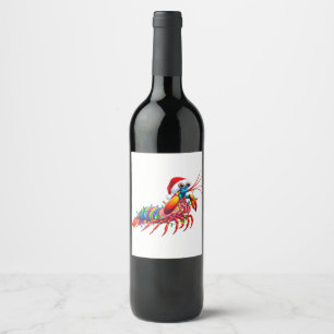 Etiqueta Para Botella De Vino Camarón Mantis de Navidad Odontodactylus Colorido
